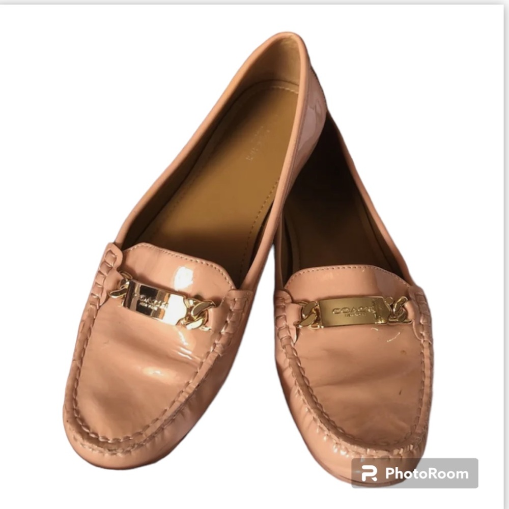 Coach Pink Loafers with Gold Accents